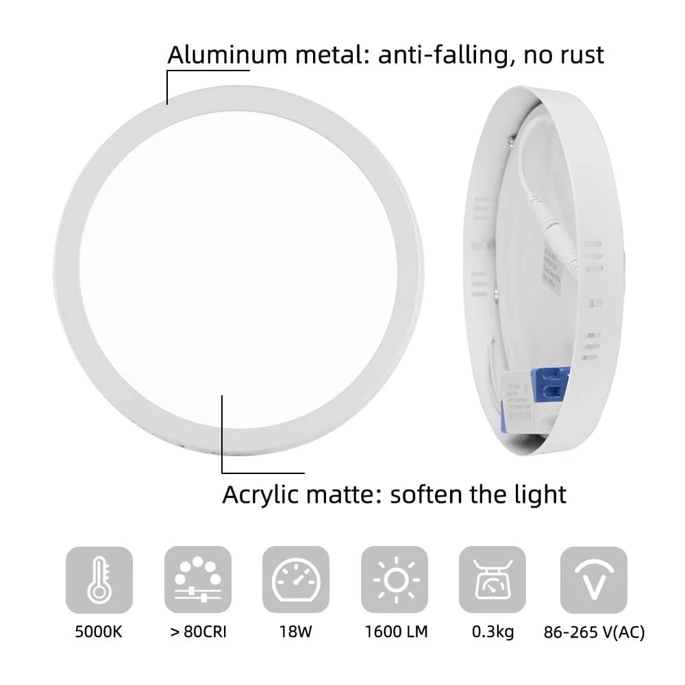 CANMEIJIA Surface-mounted panel lights, aluminum models, pack of two
