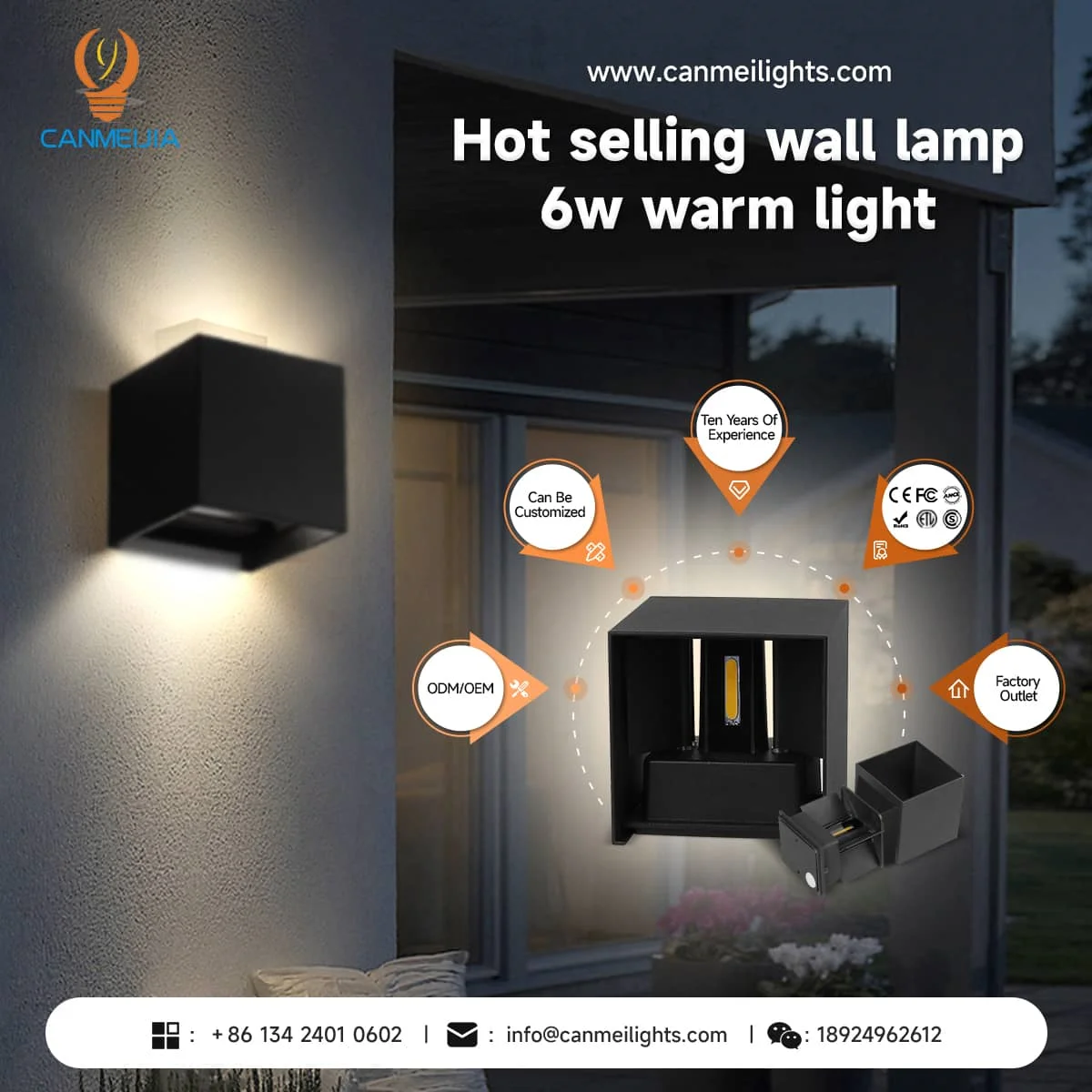 (CANMEIJIA)Wall lamp BDA-01 aluminum split black frame