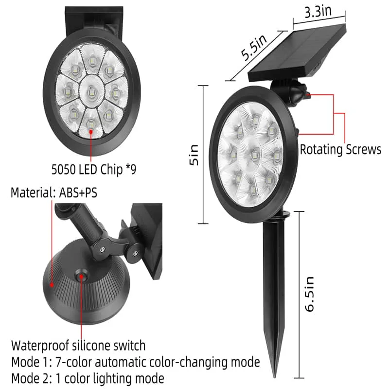 CANMEIJIA RGB solar spotlight ground plug 2W