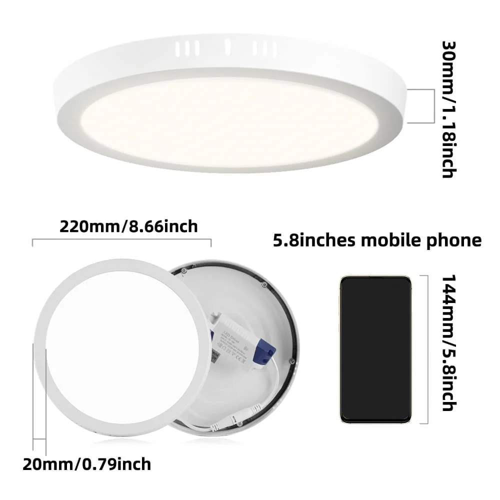 CANMEIJIA Surface-mounted panel lights, aluminum models, pack of two