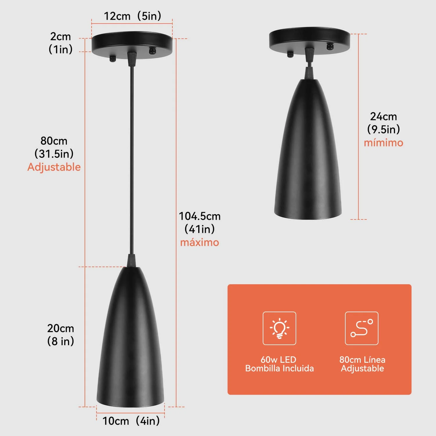 CANMEIJIA Retro single head restaurant chandelier does not include light source E26 lamp holder