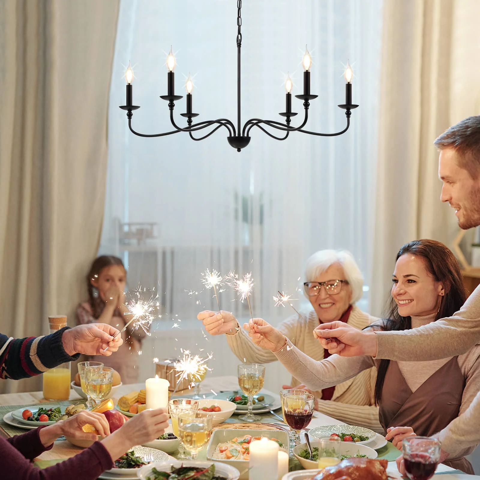 CANMEIJIA Dining chandelier retro style 001 E12 lamp head does not include light source