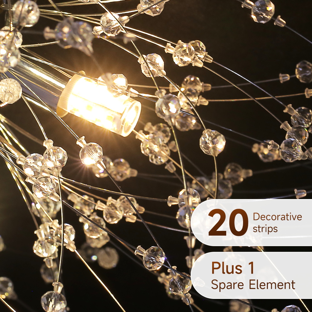 (CANMEIJIA) Dandelion-Style Ceiling Light — Gold — 24+1 Steel Wires — 8 G9 Sockets