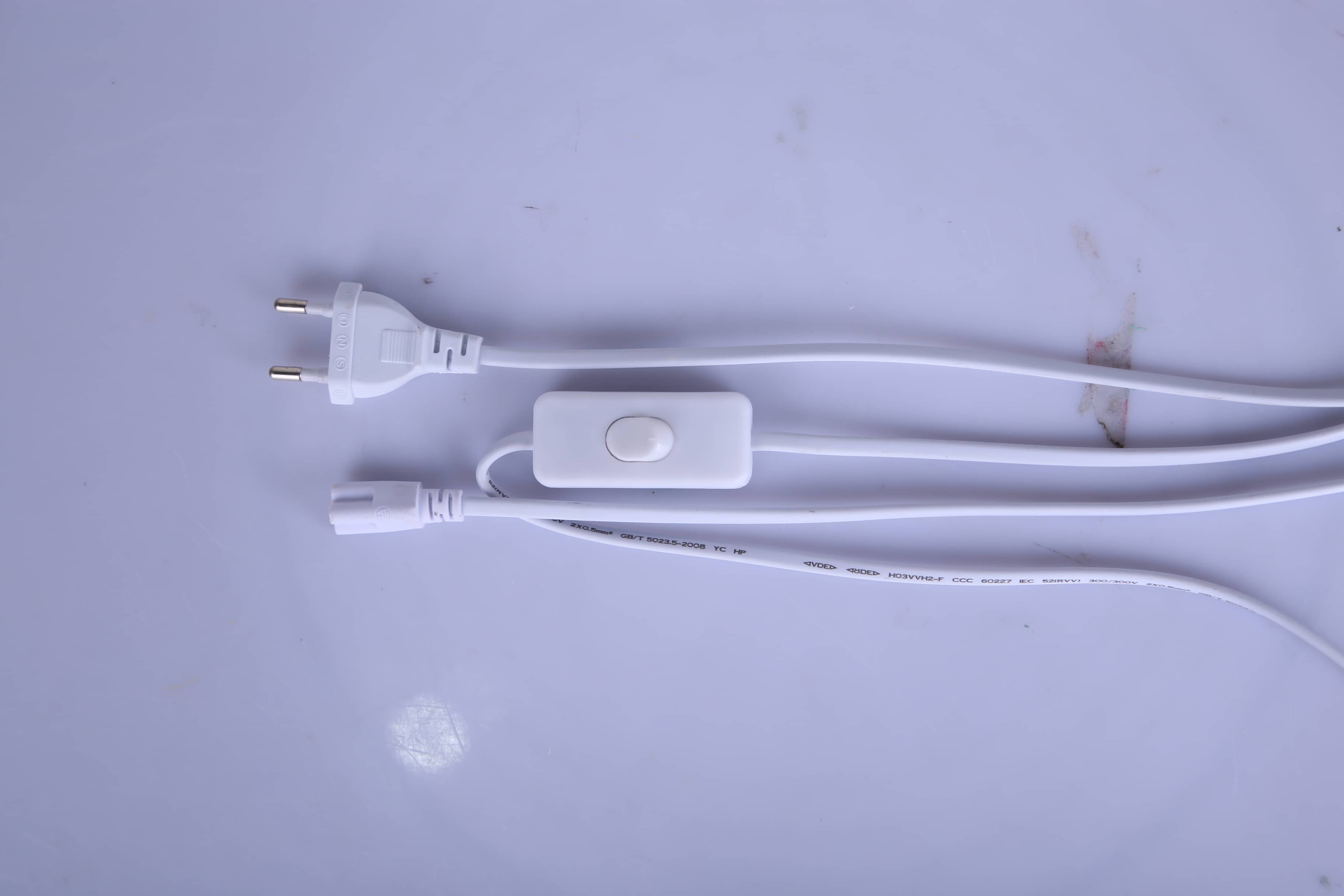 （CANMEIJIA）T8 lamp switch cable with lamp connector European two round plug