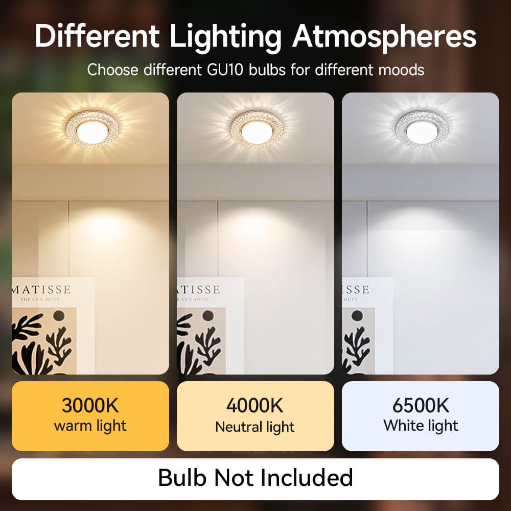 CANMEIJIA Recessed GX53 Downlight with Crystal Cover (Bulb Not Included)