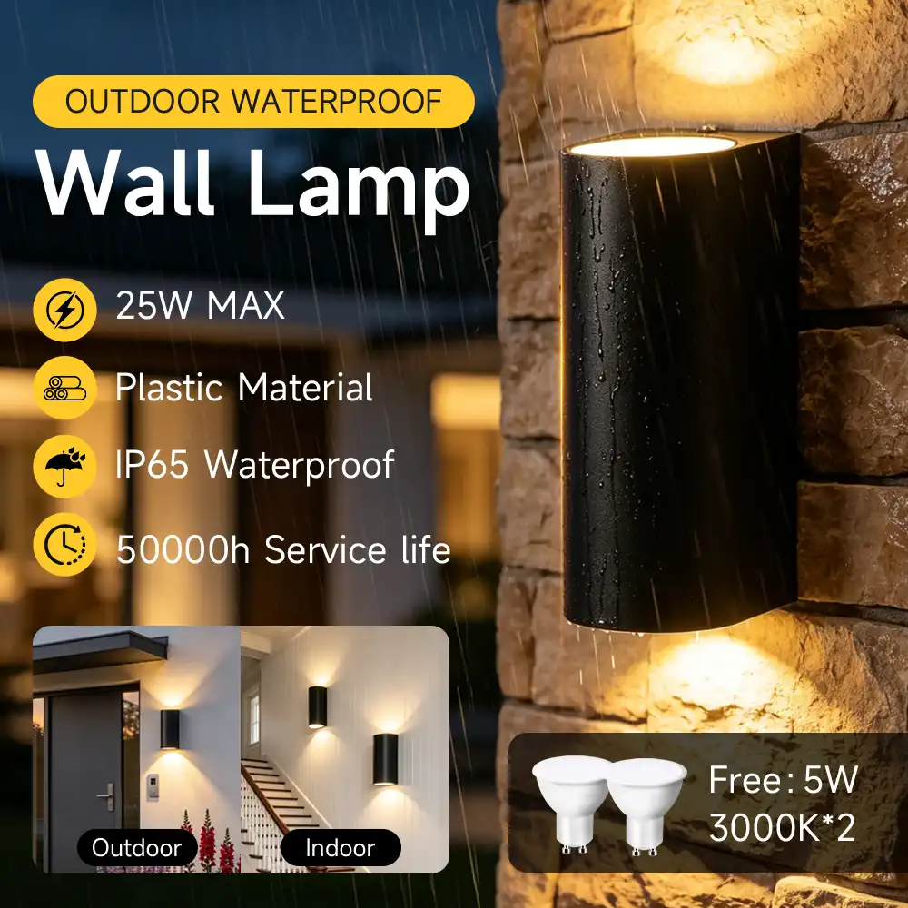 CANMEIJIA Wall Lamp BDB-155 (Plastic Model) — Black, Round, GU10 Socket