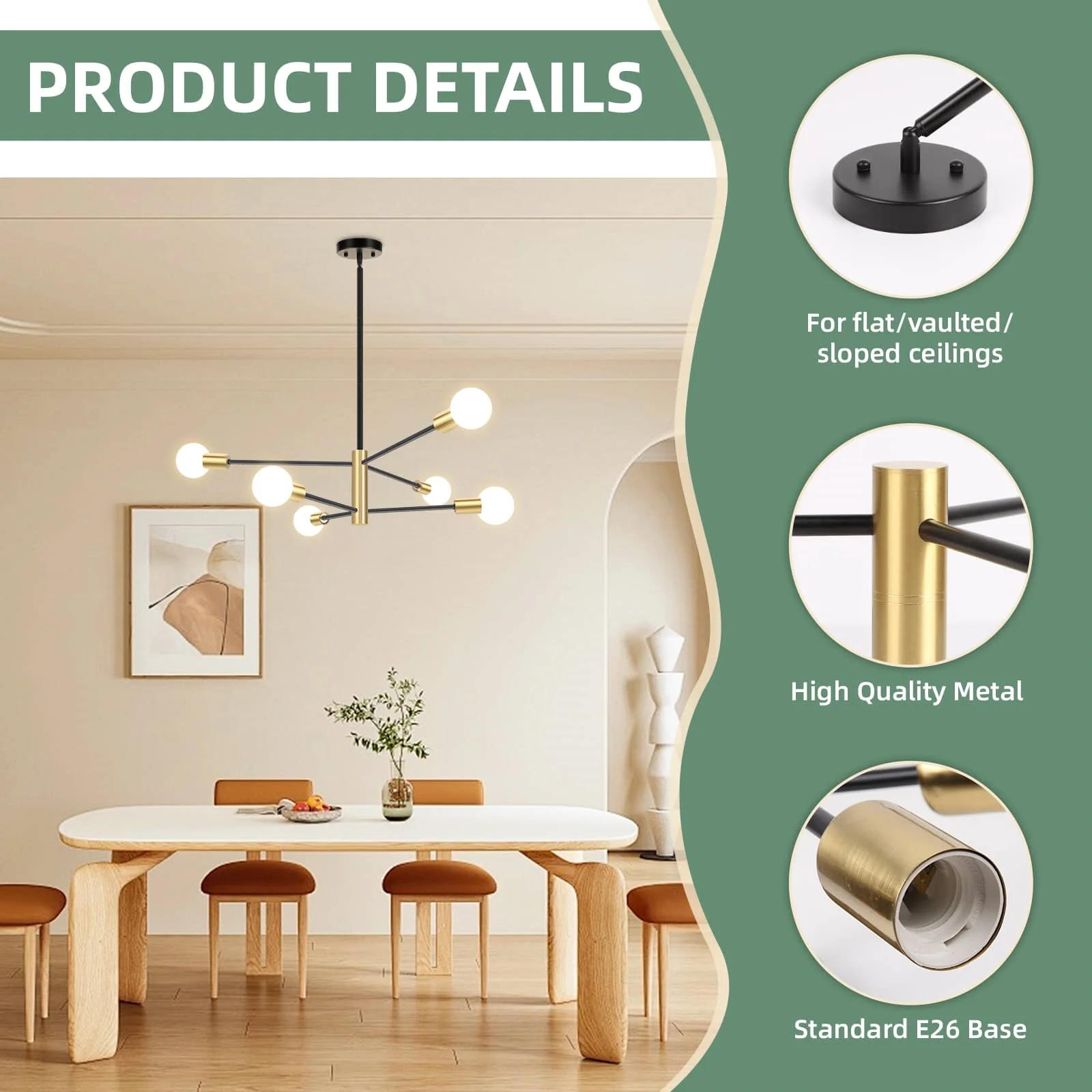 CANMEIJIA Chandelier 002 long pole E26 without light source