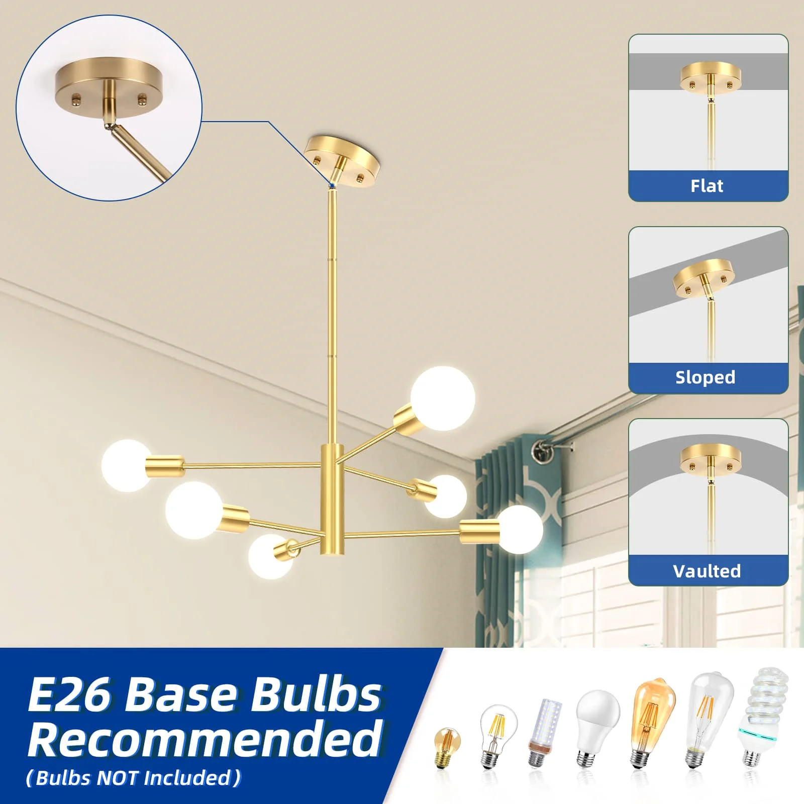 CANMEIJIA Chandelier 002 long pole E26 without light source