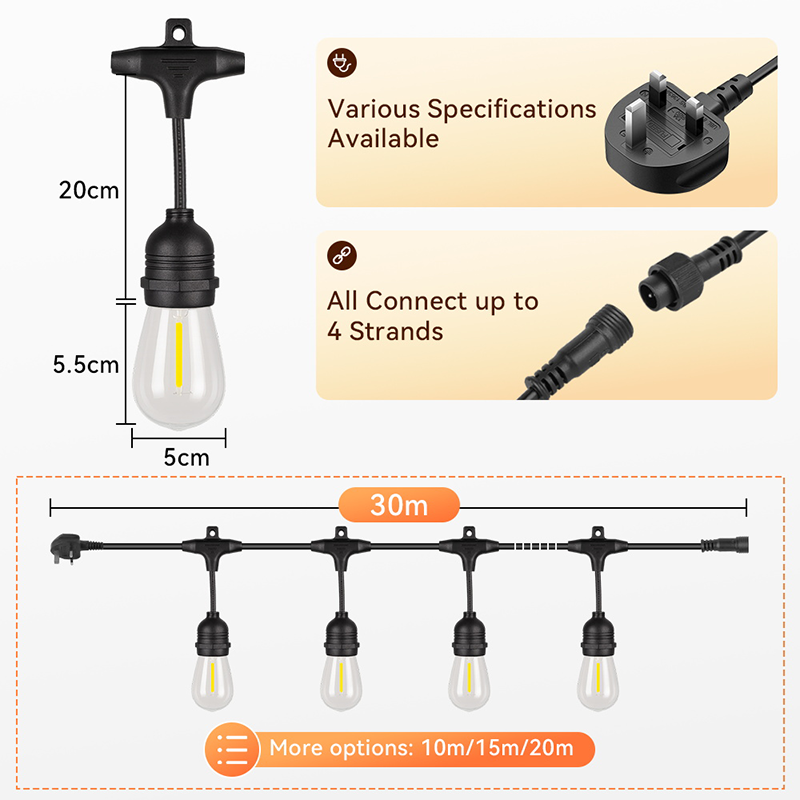 CANMEIJIA High-Voltage Lighting String Model 001, UK Standard Large Three-Pin Plug