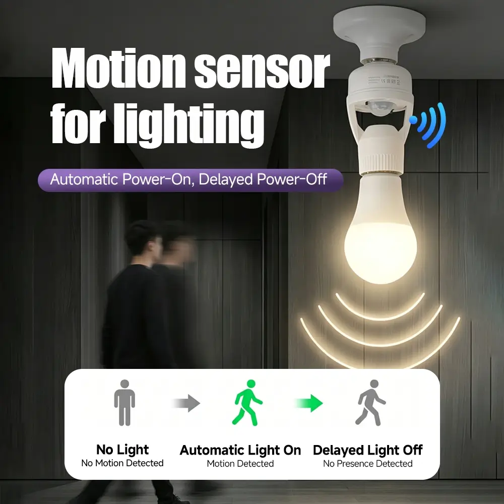 CANMEIJIA E27 bulb converter base with human body sensor