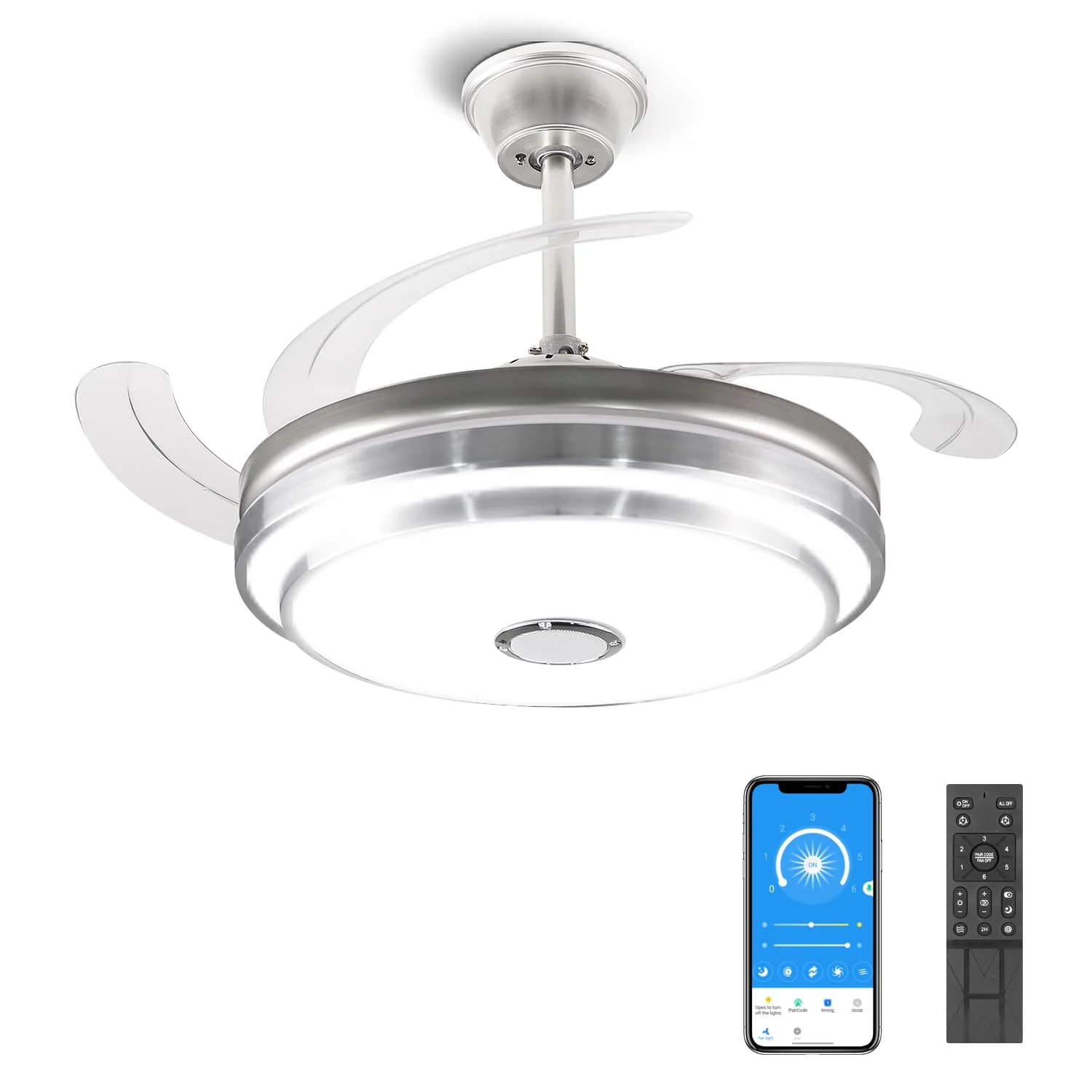 CANMEIJIA Fan chandelier model 001 with Bluetooth speaker, wide voltage remote control + APP