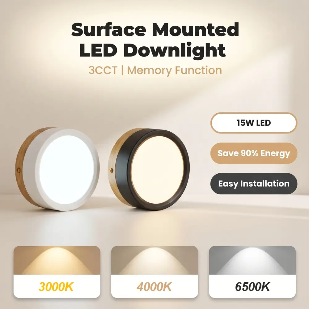 CANMEIJIA 15W surface mounted LED downlight 3CCT selectable 3000K 4000K 6500K wholesale