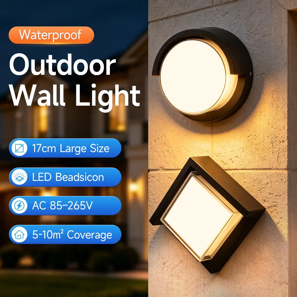 CANMEIJIA Wall Light BDA-03 (Plastic Model) – Square/Round Opal Diffuser, 17cm, Wide Voltage, 12W, Warm Light-CANMEILIGHTS