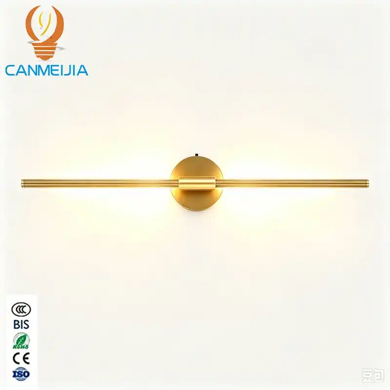 Detachable LED bathroom mirror light in gold finish
