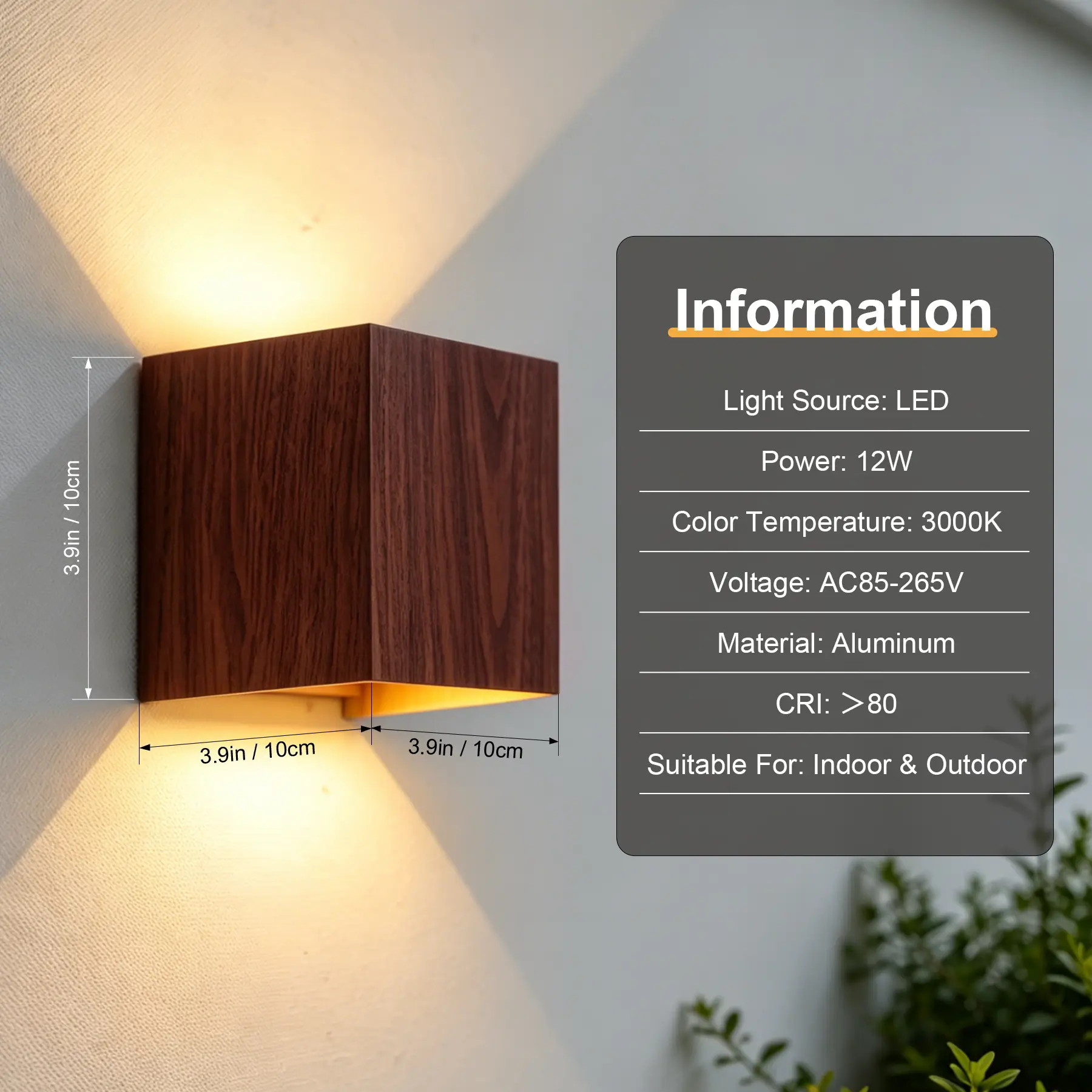 CANMEIJIA 12W Warm white indoor wall light – 12W Warm Light