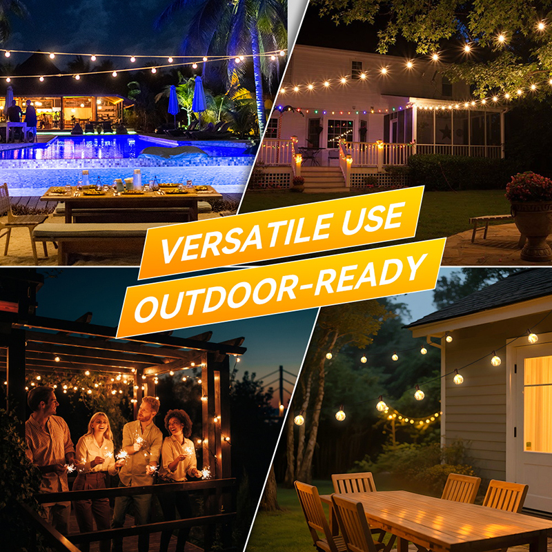 CANMEIJIA Solar Light String 001 with Remote Control, 10+1 DC24V E12 Base G40 Warm Light Bulbs