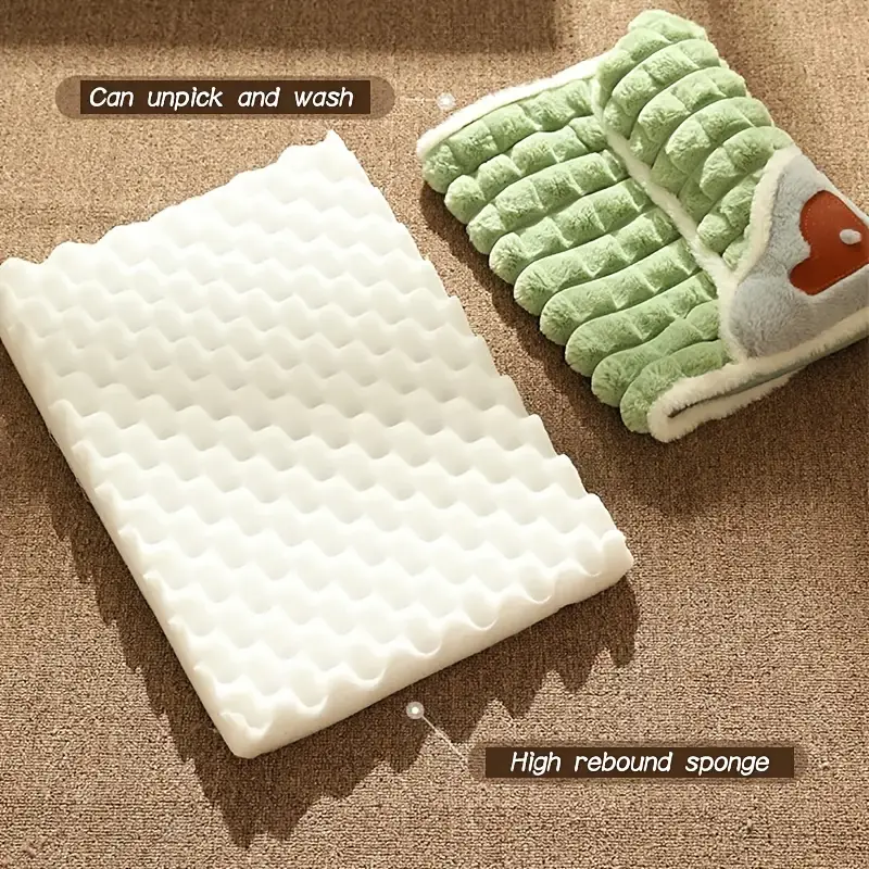 1pc detachable and washable cozy dog bed for winter sleeping soft plush with neck pillow and non slip bottom suitable for dogs and cats details 5