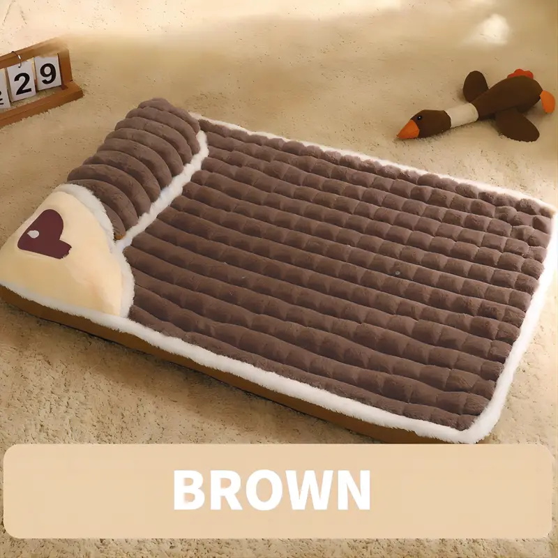 1pc detachable and washable cozy dog bed for winter sleeping soft plush with neck pillow and non slip bottom suitable for dogs and cats details 10