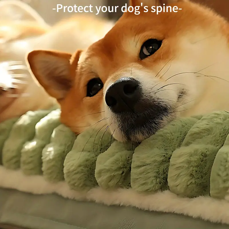 1pc detachable and washable cozy dog bed for winter sleeping soft plush with neck pillow and non slip bottom suitable for dogs and cats details 4