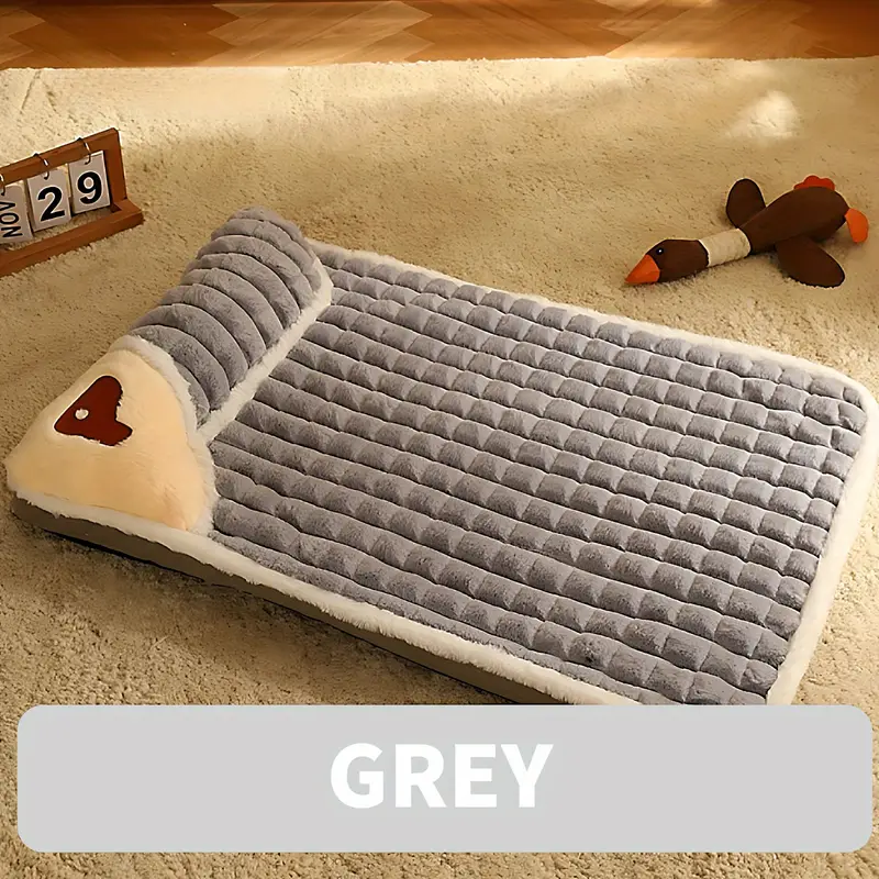 1pc detachable and washable cozy dog bed for winter sleeping soft plush with neck pillow and non slip bottom suitable for dogs and cats details 11