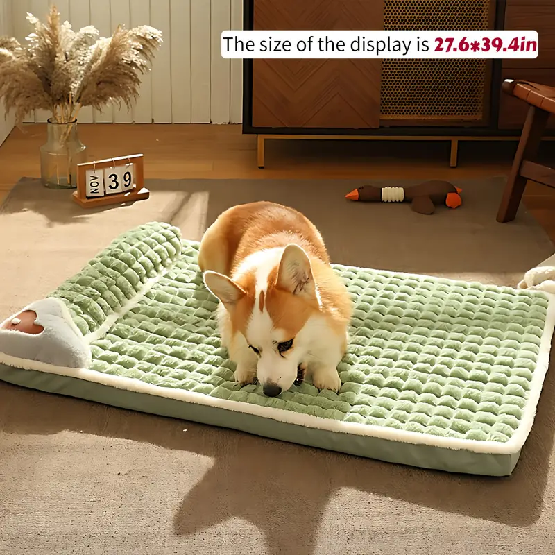 1pc detachable and washable cozy dog bed for winter sleeping soft plush with neck pillow and non slip bottom suitable for dogs and cats details 8