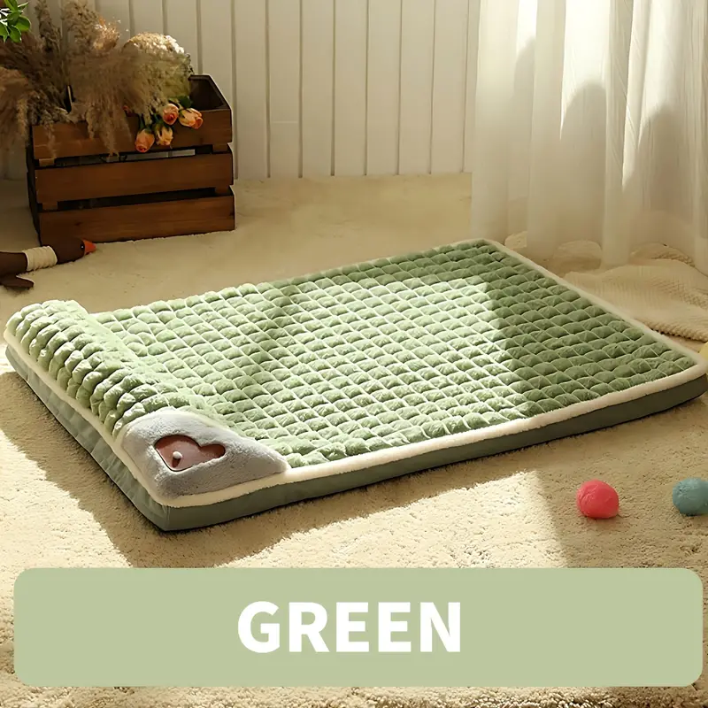 1pc detachable and washable cozy dog bed for winter sleeping soft plush with neck pillow and non slip bottom suitable for dogs and cats details 12