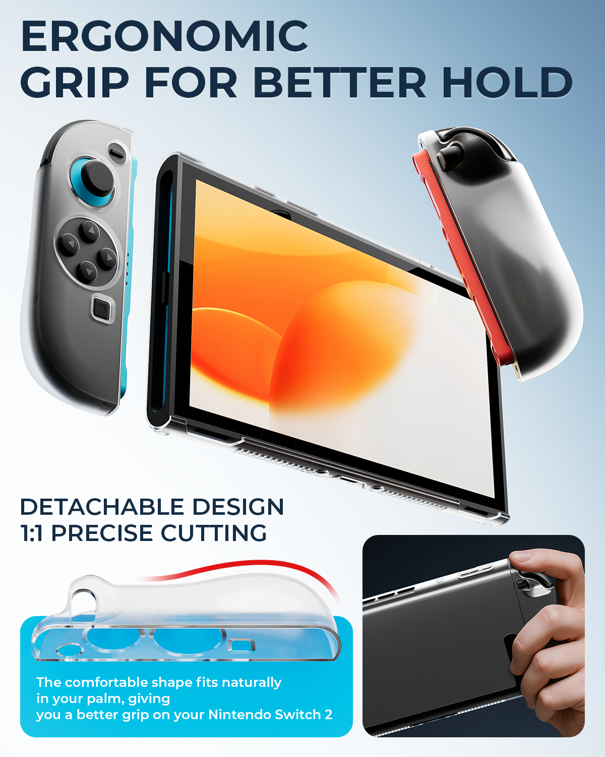 Switch 2 Accessories, Carrying Case & Screen Protector for Nintendo, 16-in-1 Game Bundle: Two Tempered Glass, Travel Dockable Shell, Grip for Joycon Controller, Console Protective Cover Steering Wheel