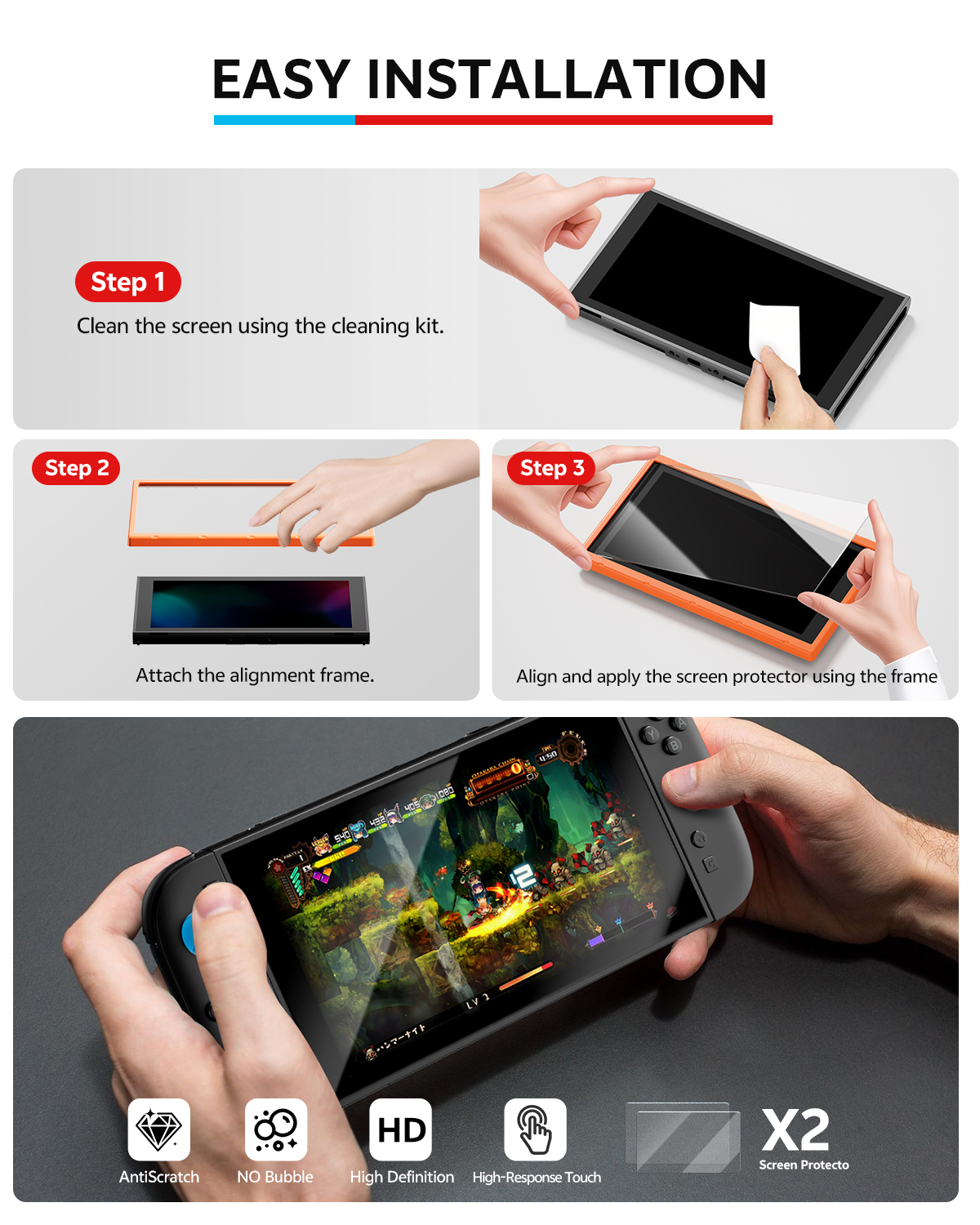Switch 2 Accessories, Carrying Case & Screen Protector for Nintendo, 16-in-1 Game Bundle: Two Tempered Glass, Travel Dockable Shell, Grip for Joycon Controller, Console Protective Cover Steering Wheel