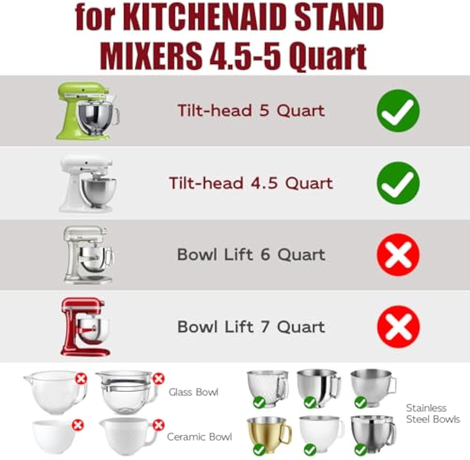 Silicone Liners for KitchenAid Tilt-Head 5 Qt Mixers 