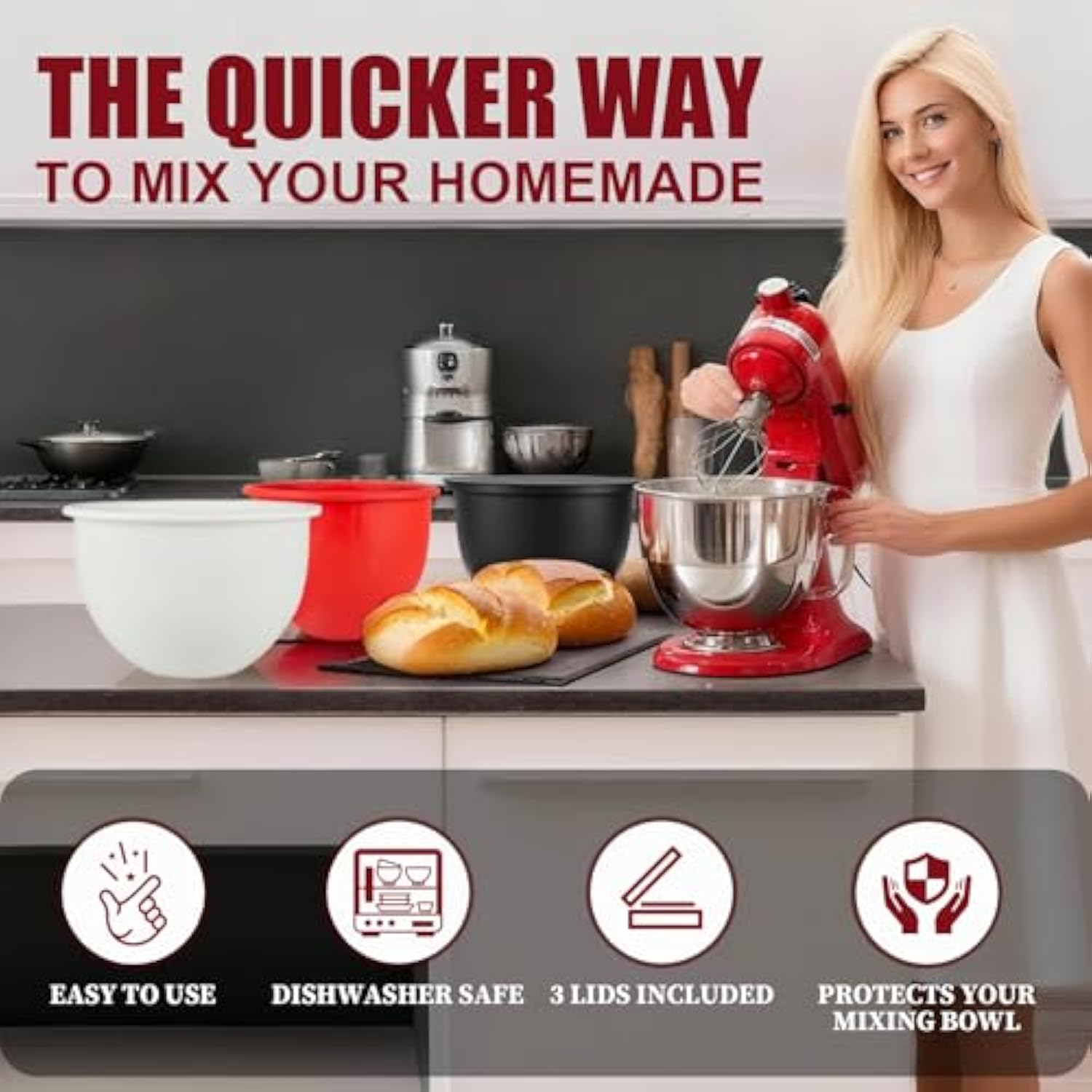 Silicone Liners for KitchenAid Tilt-Head 5 Qt Mixers 