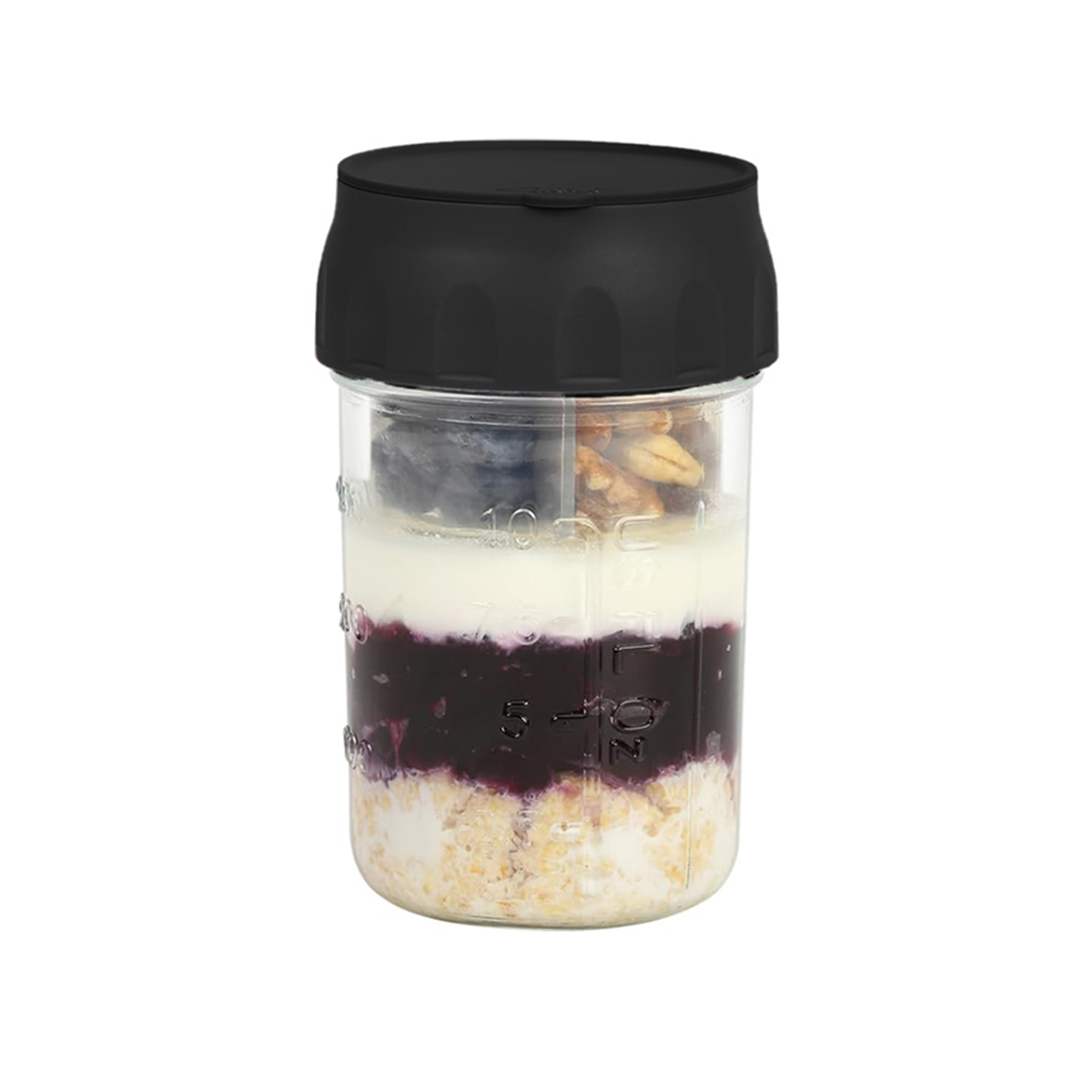 Overnight Oats Containers with Lids Folding Spoons & Divided Compartments 