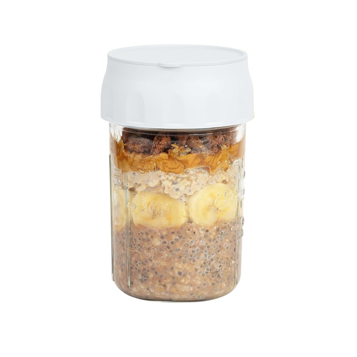 Overnight Oats Containers with Lids Folding Spoons & Divided Compartments 