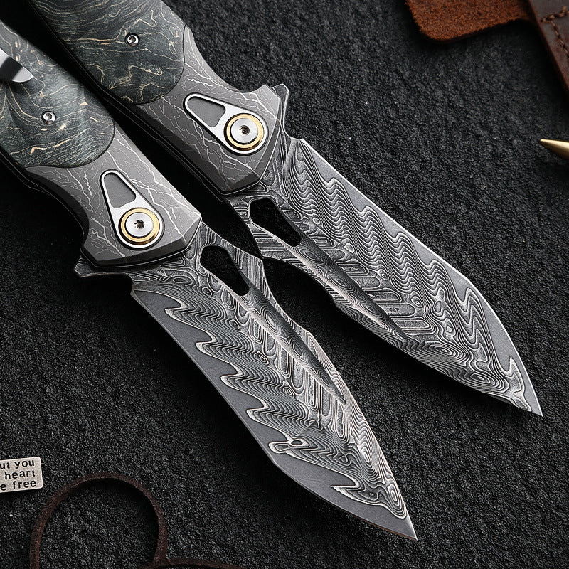 Obsidian Edge - Damascus Steel Folding Knife