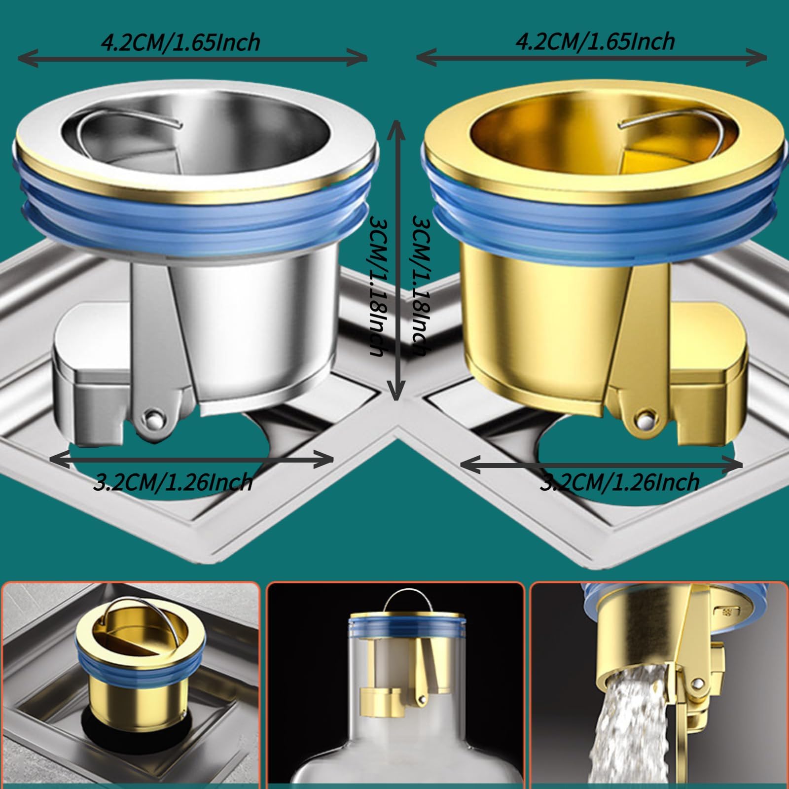 Downspout Universal Brass Floor Drain Core - Anti-Odor Deodorizer