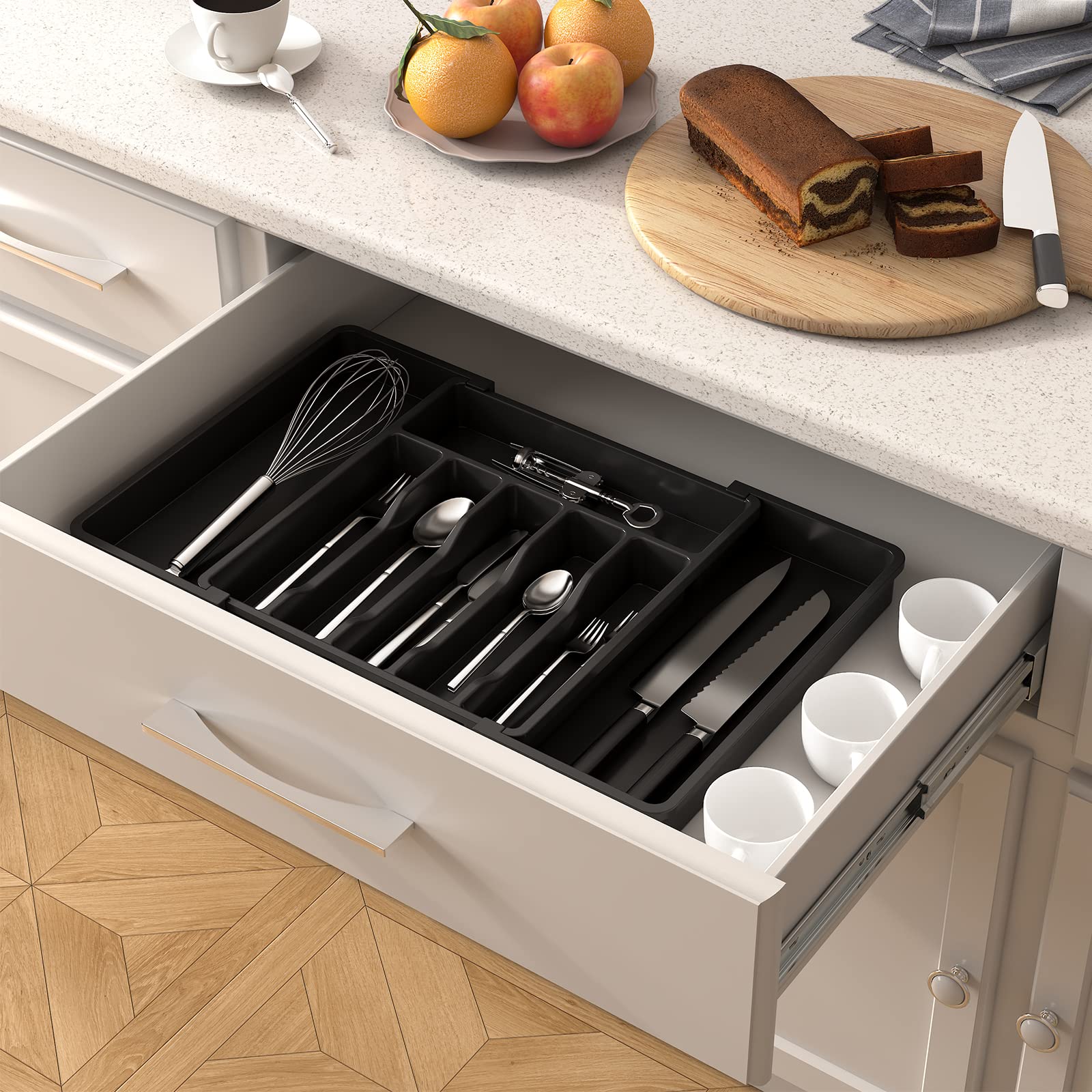 Silverware Drawer Organizer, Expandable Utensil Tray for Kitchen