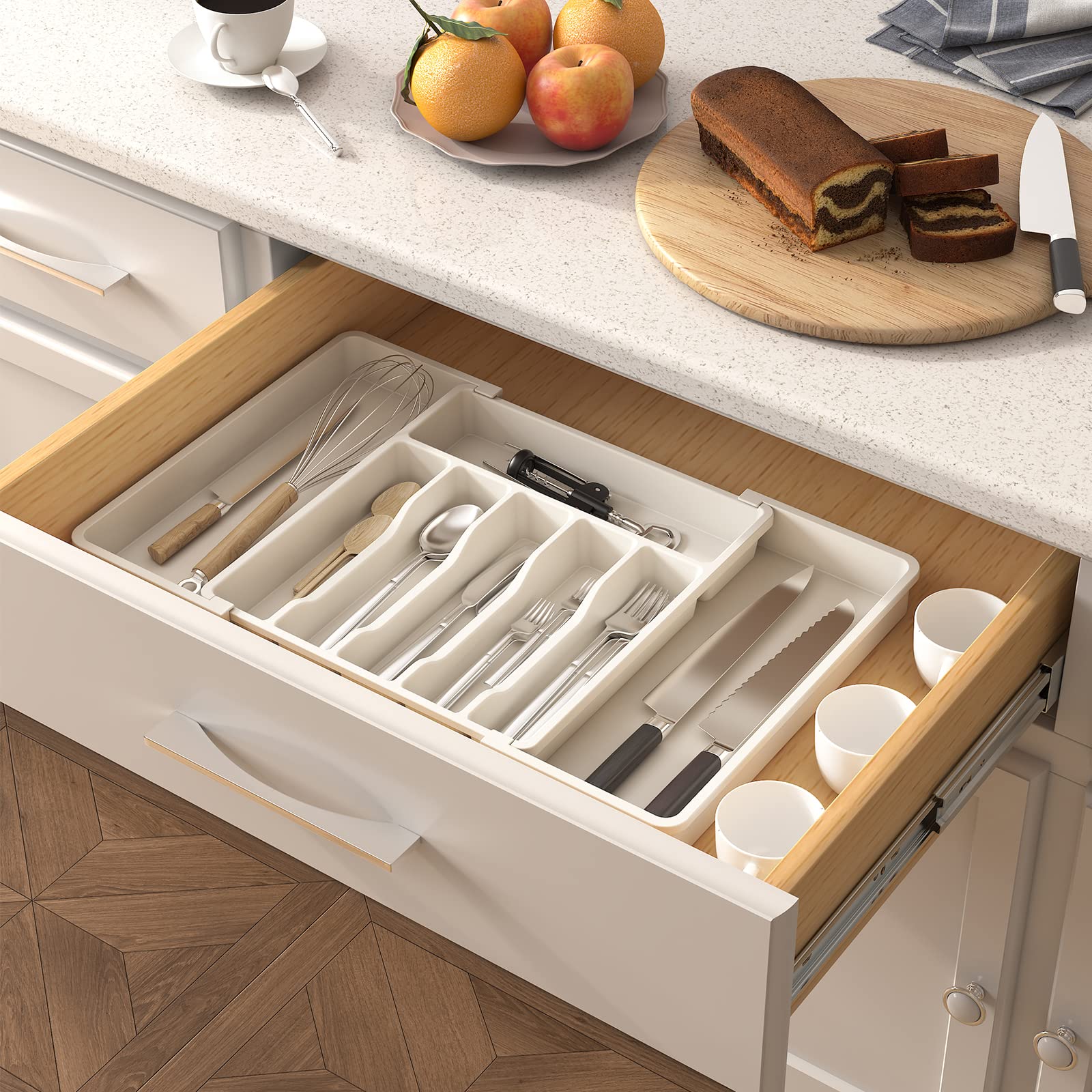 Silverware Drawer Organizer, Expandable Utensil Tray for Kitchen