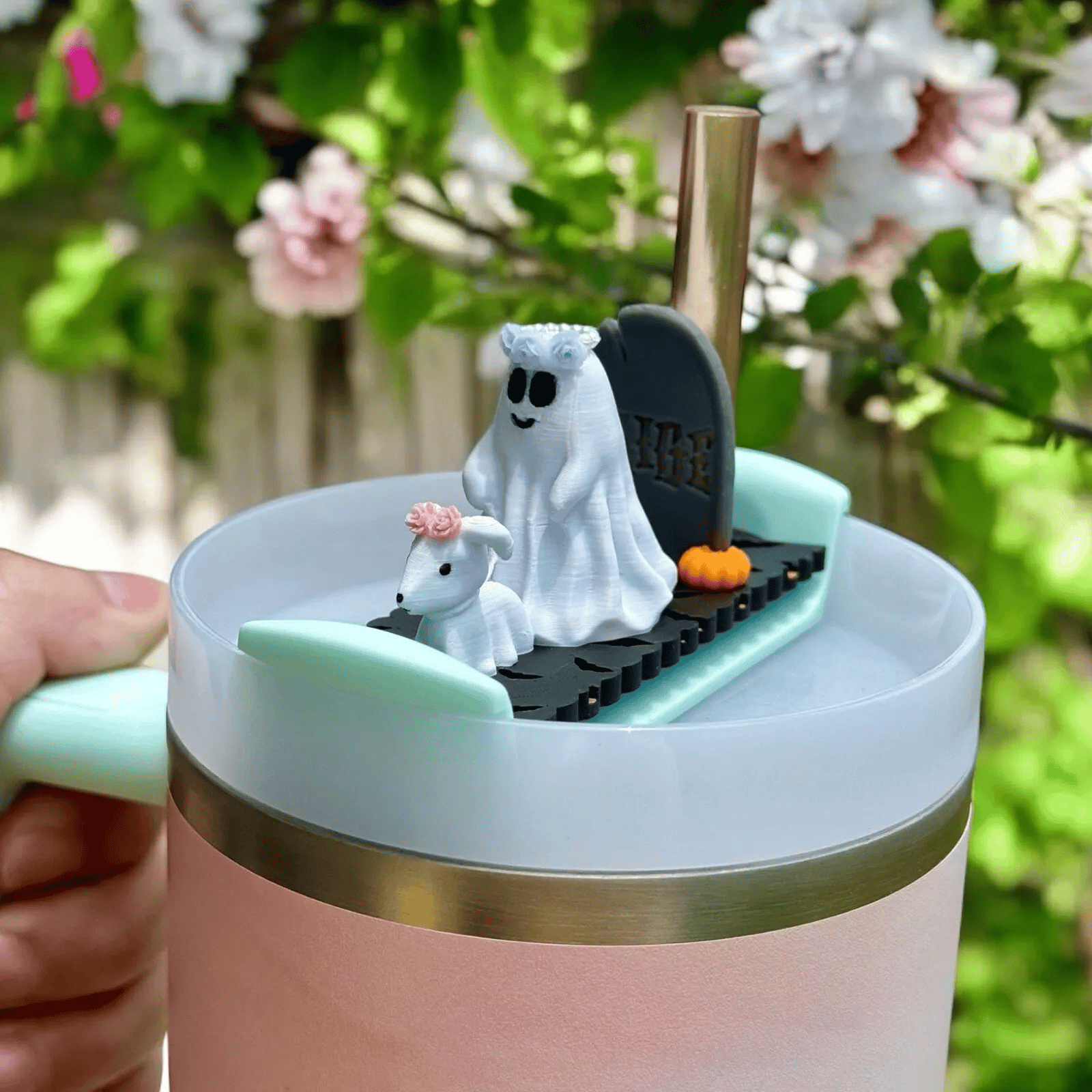 🔥Hot Sale 49% OFF- 👻40oz Lid White Ghost Walking Dog Topper