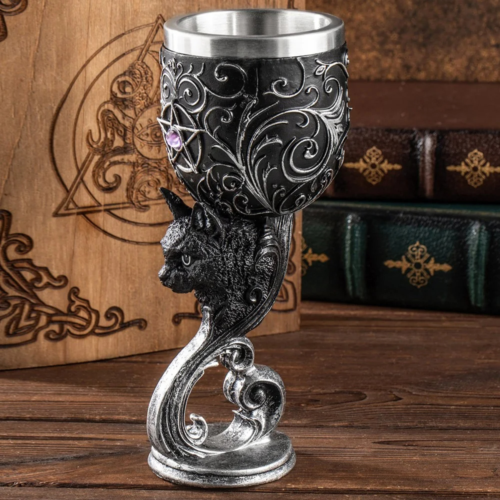 Magic Style Stainless Steel Decorative Goblet, Vintage Champagne Glass