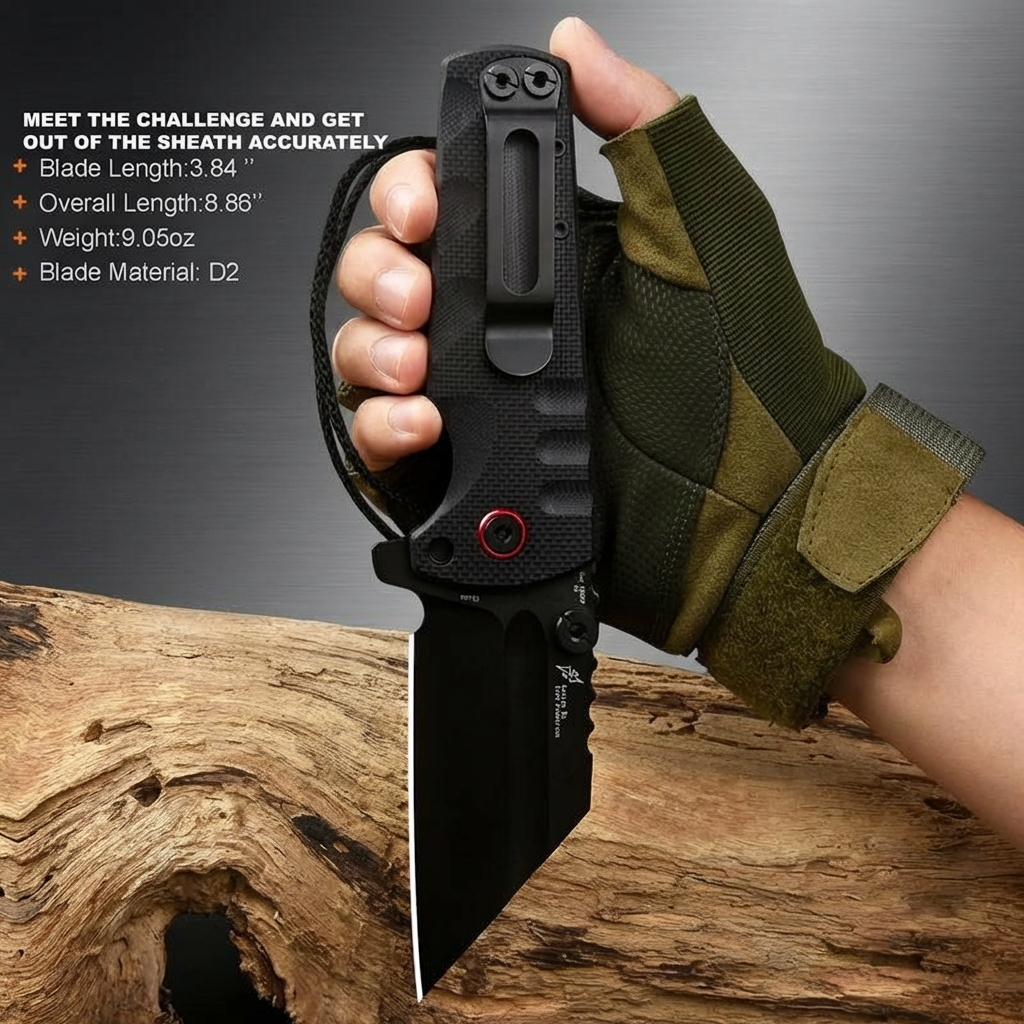 Artisan Cutlery Proponent Tool Knife D2 Steel Black PVD Blade, Black G10 Handle