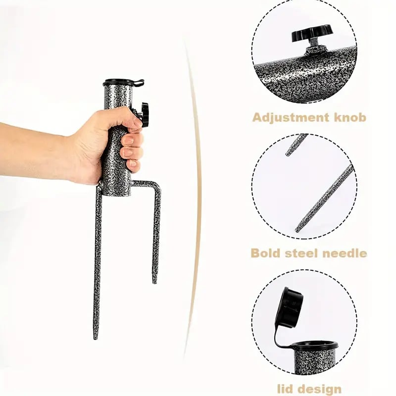 Heavy-Duty Adjustable Spiral Ground Anchor Umbrella Holder 