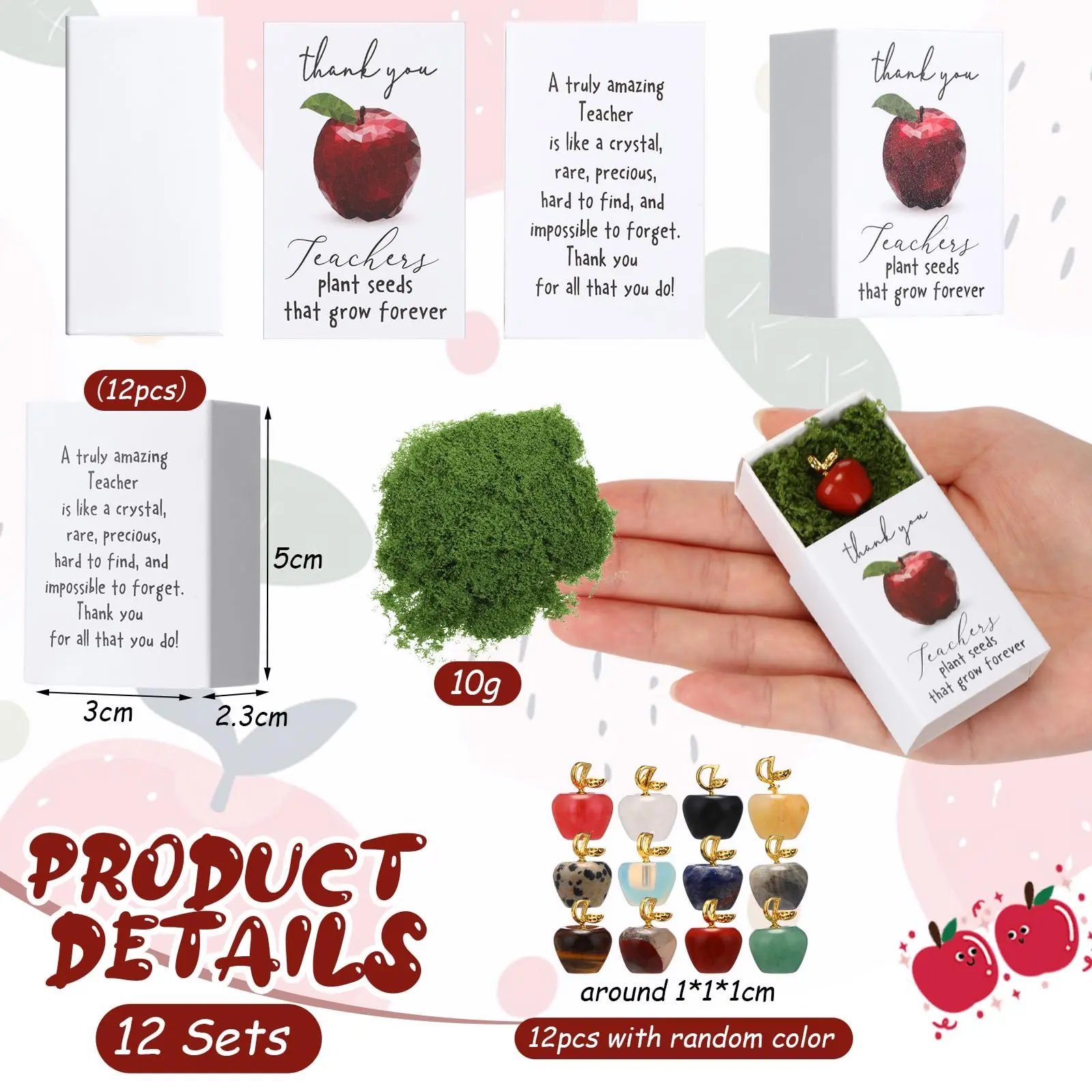 👩‍🏫💖Teacher Appreciation Crystal Apple Gift Set – Bulk 12/24 Packs🍎Ready to gift — no wrapping stress!🎁