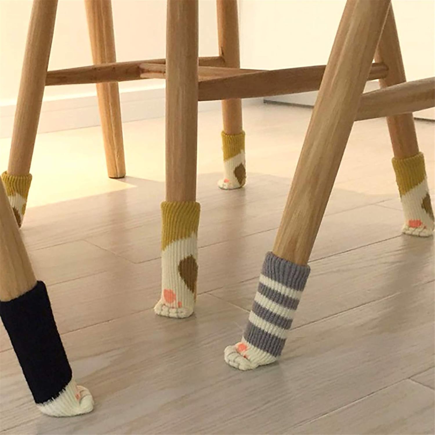  Chair Leg Socks Cat Paw Chair Leg Covers Elastic Furniture Feet Socks