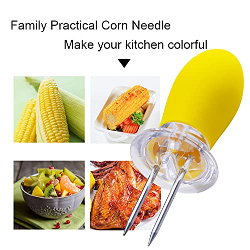 Safe Interlocking Forks for Corn on the Cob Skewers with Silicone Handle