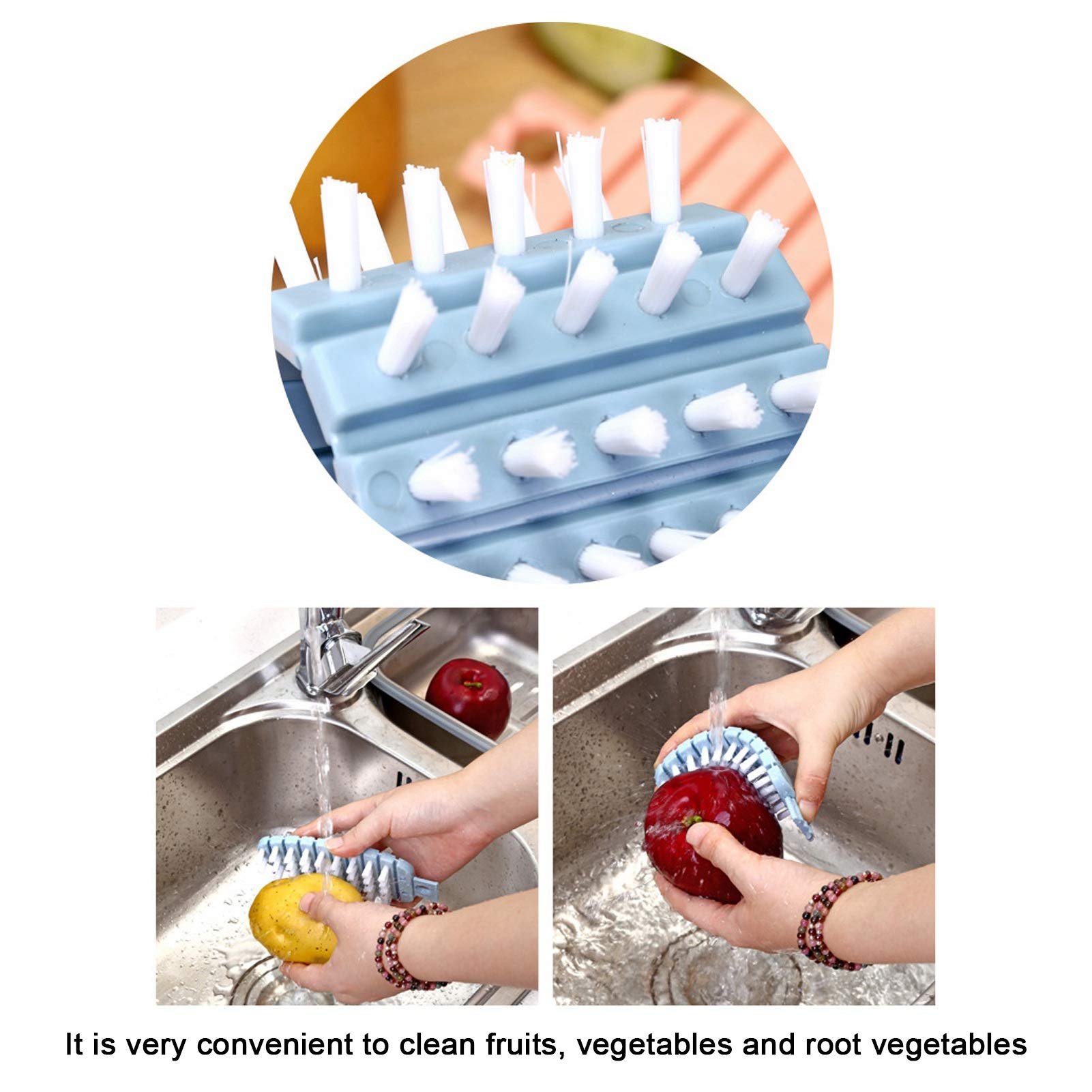 Multiple Segments are Bendable Fruit Vegetable Cleaning Brush
