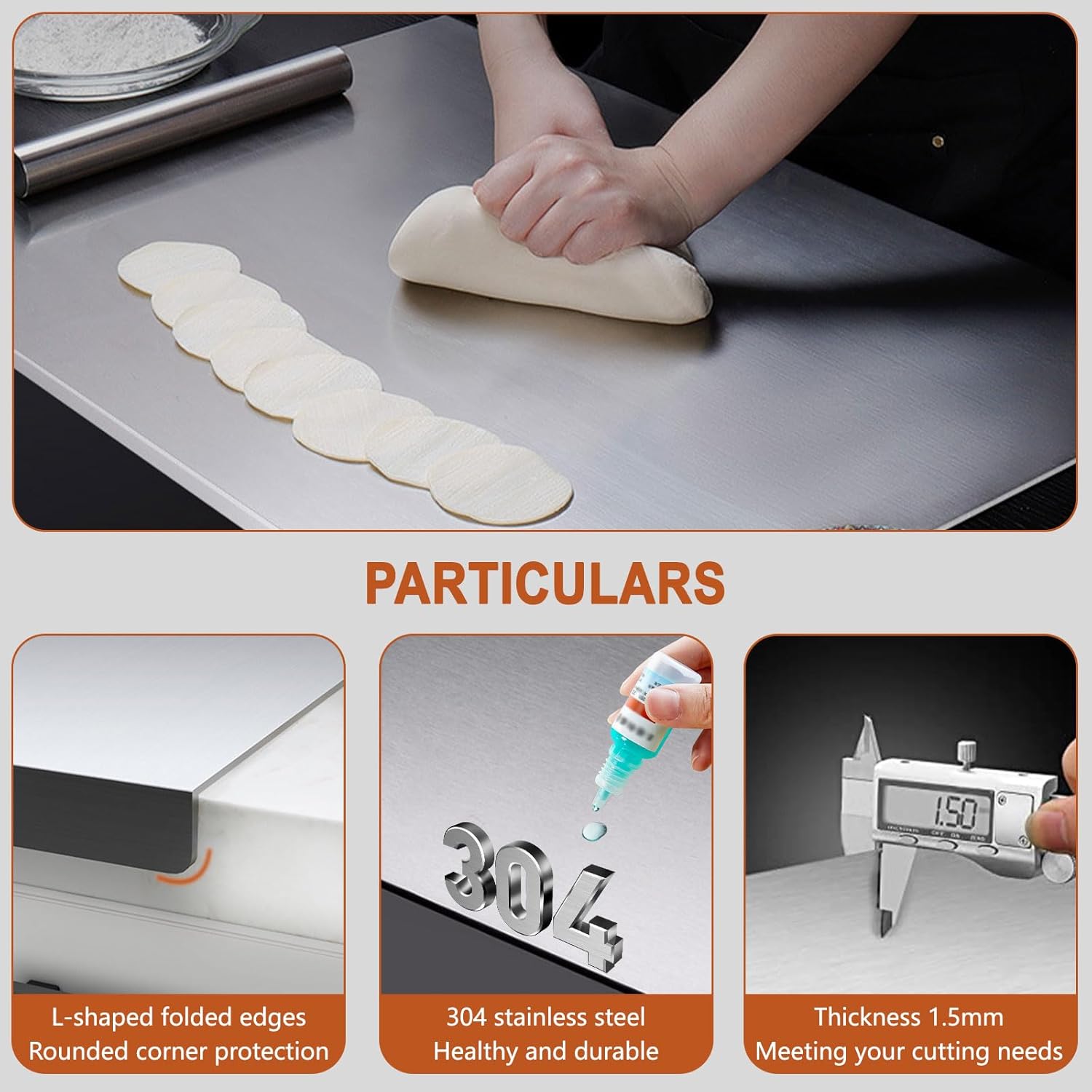 Stainless Steel Cutting Boards for Kitchen,Stainless Steel Chopping Boards with Lip