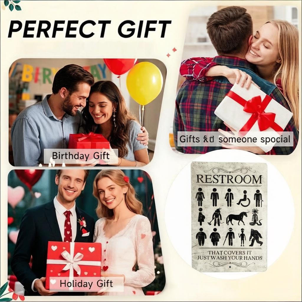 🚽Vintage Funny Restroom Metal Sign