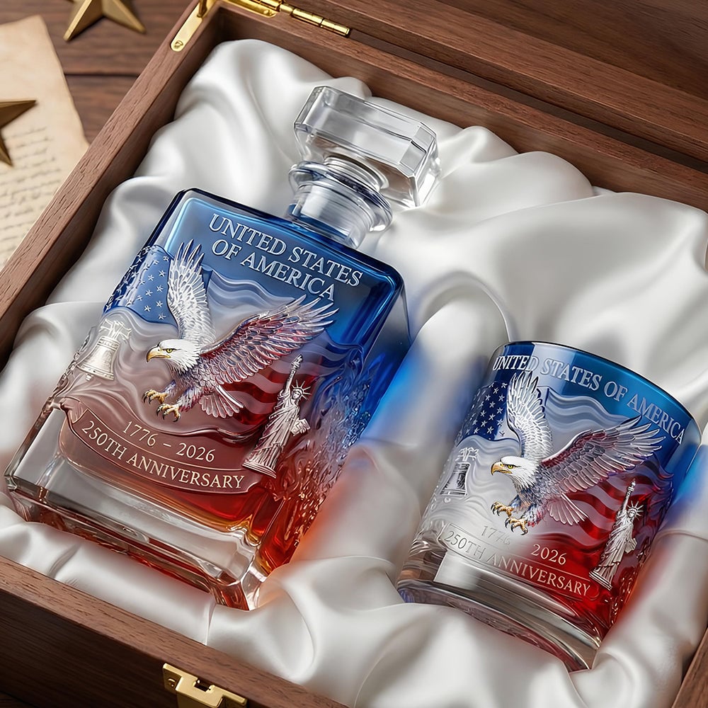 Proud Anniversary Decanter & Round Glass