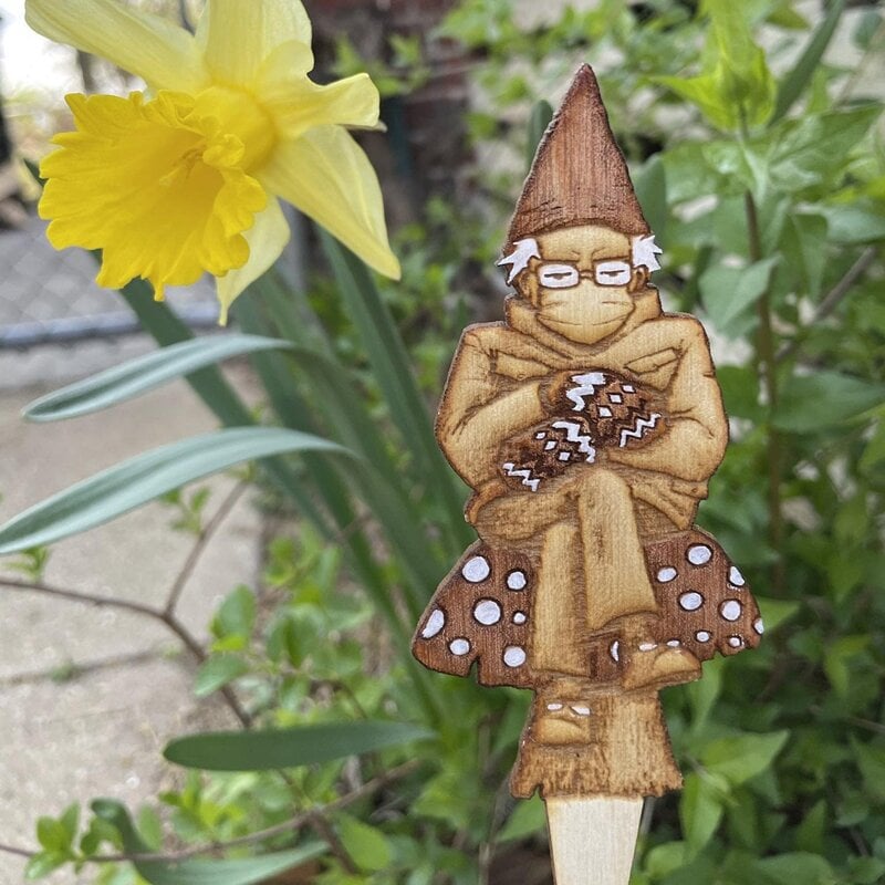 Bern in a fern 🍄Grumpy Bernie Gnome Plant/Garden Wood Stake