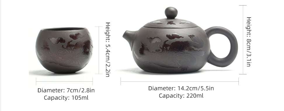 ☀️Summer Hot Sale🔥 Dragon and Phoenix Purple Clay Teapot