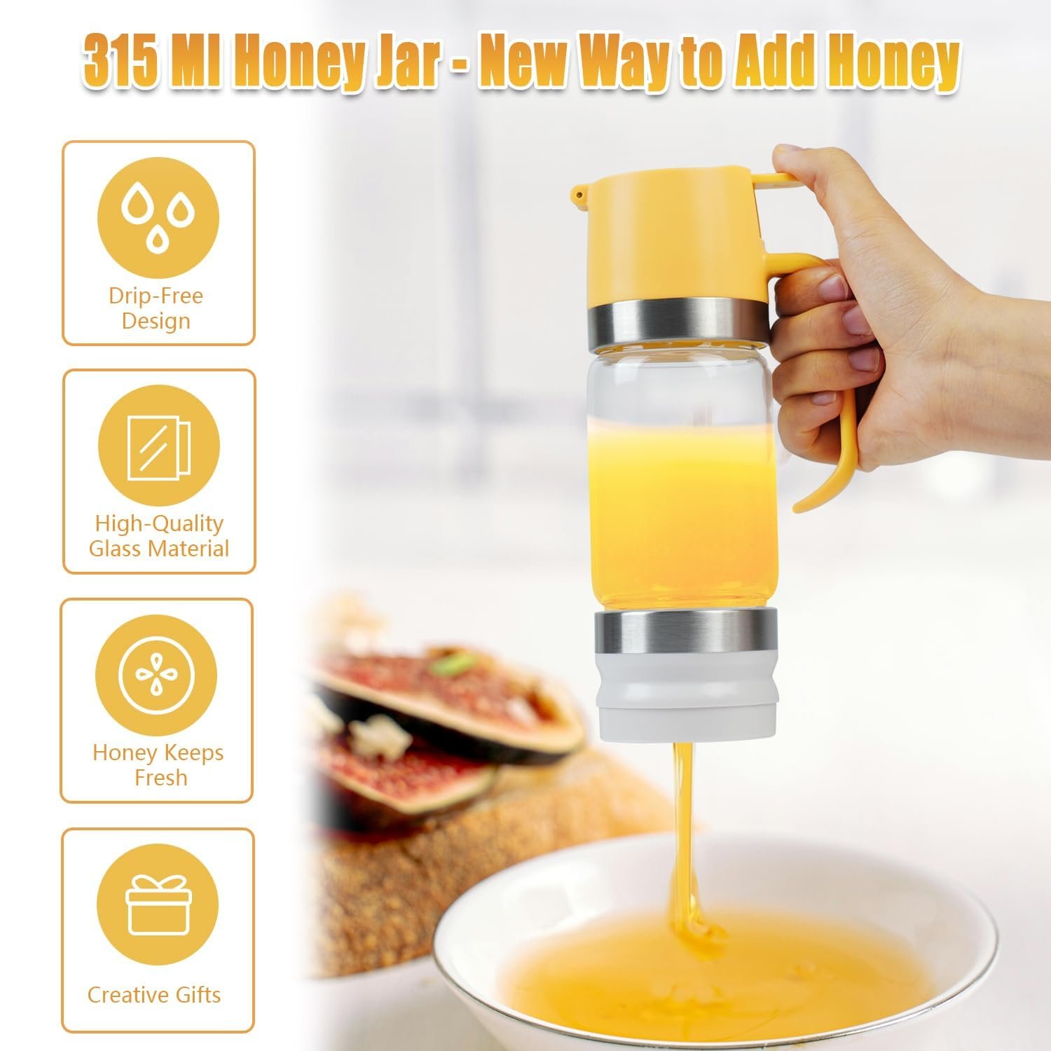 Honey Dispenser No Drip with Base
